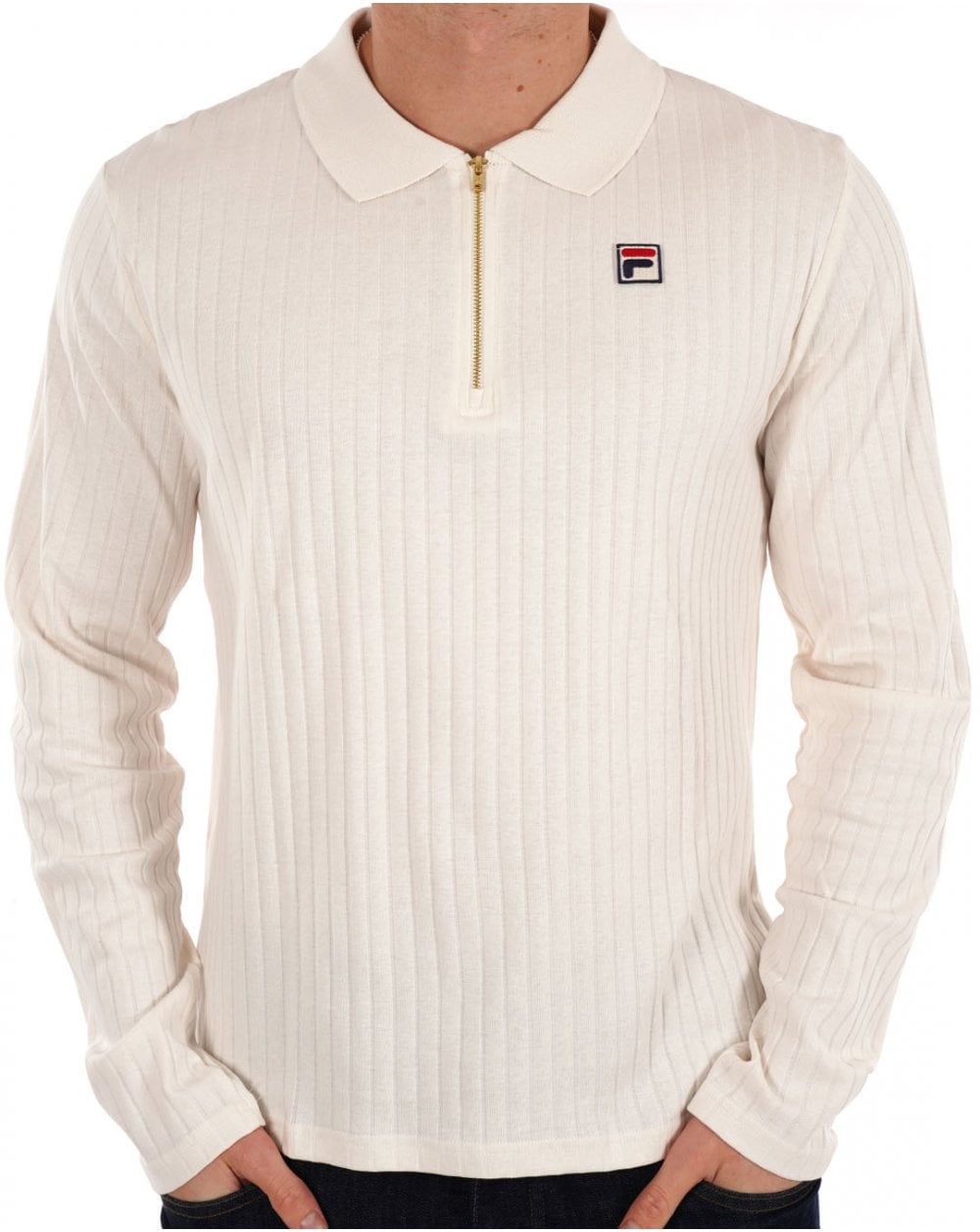 Fila Vintage Rib Zip Polo Gardenia