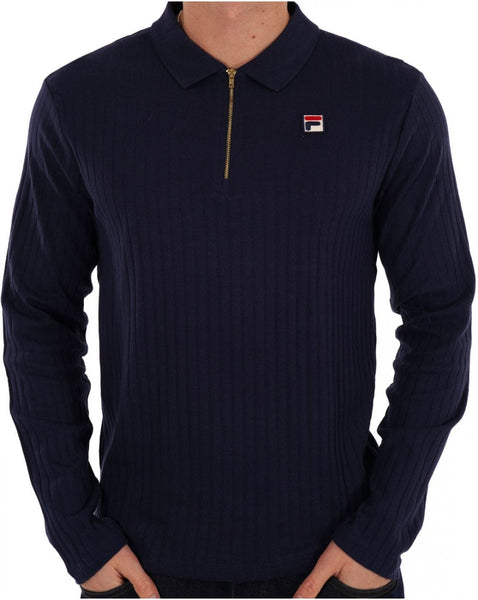 Fila Vintage Rib Zip Polo Navy