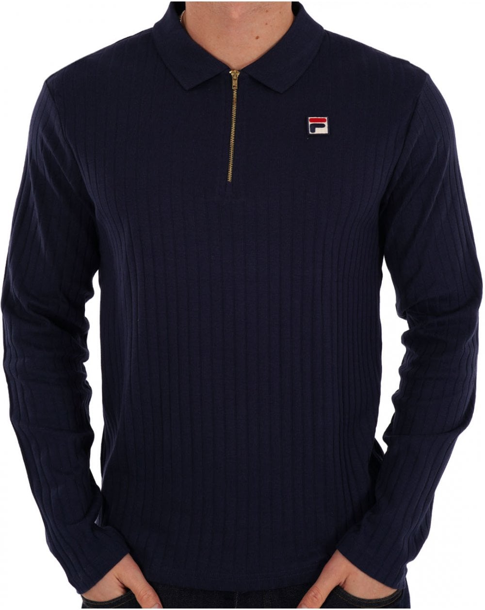 Fila Vintage Rib Zip Polo Navy