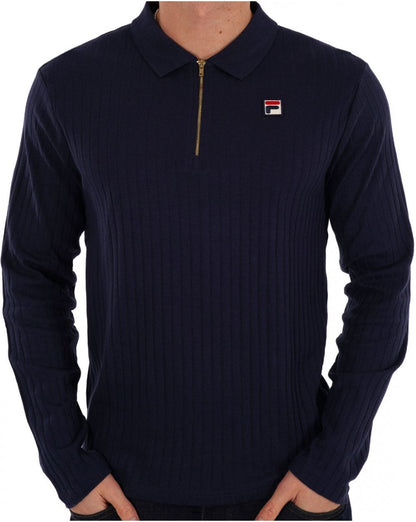 Fila Vintage Rib Zip Polo Navy