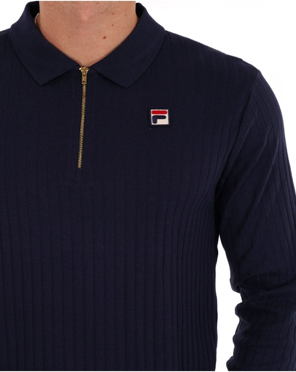 Fila Vintage Rib Zip Polo Navy