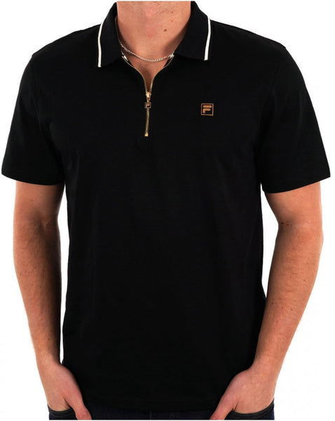 Fila Gold Tipped Zip Polo Black
