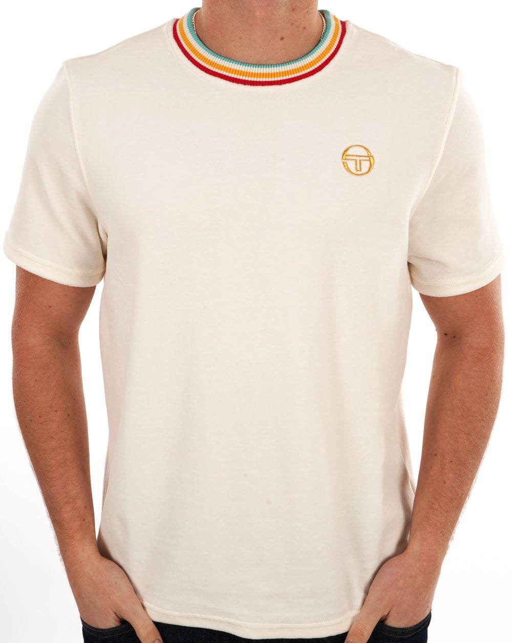 Sergio Tacchini Slice Velour T Shirt Gardenia