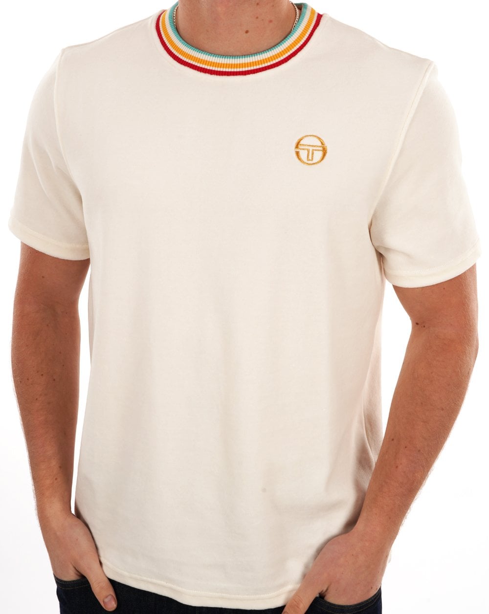 Sergio Tacchini Slice Velour T Shirt Gardenia