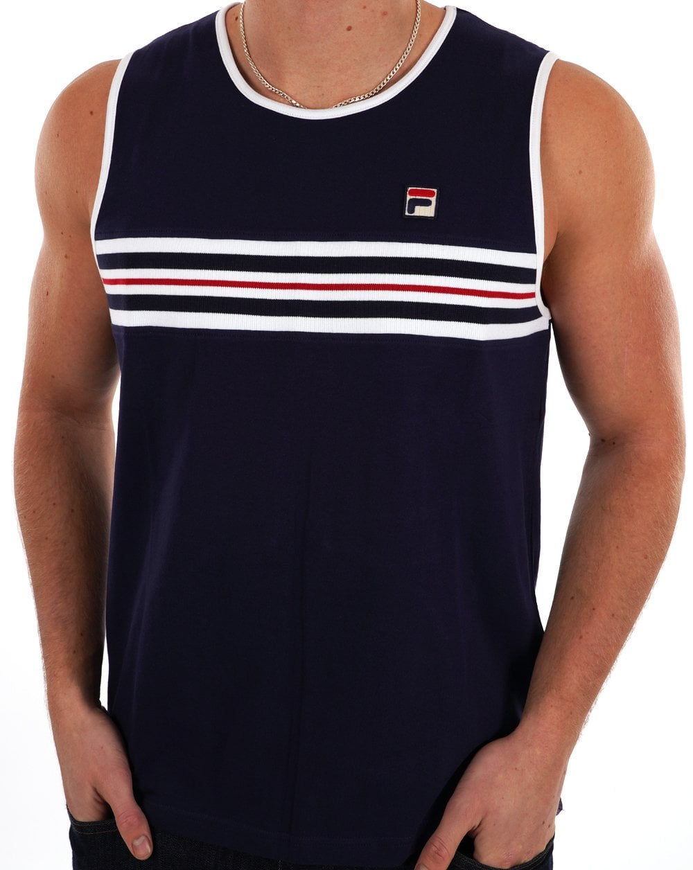 Fila Vintage Chest Stripe Vest Navy