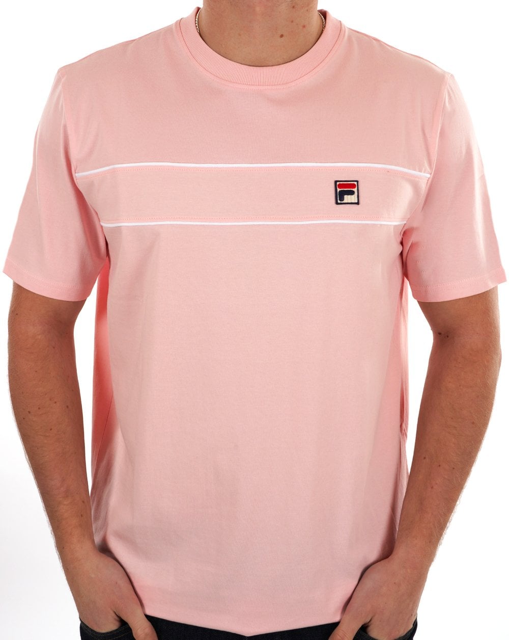 Fila Vintage Tris T Shirt Pink Chalk/White