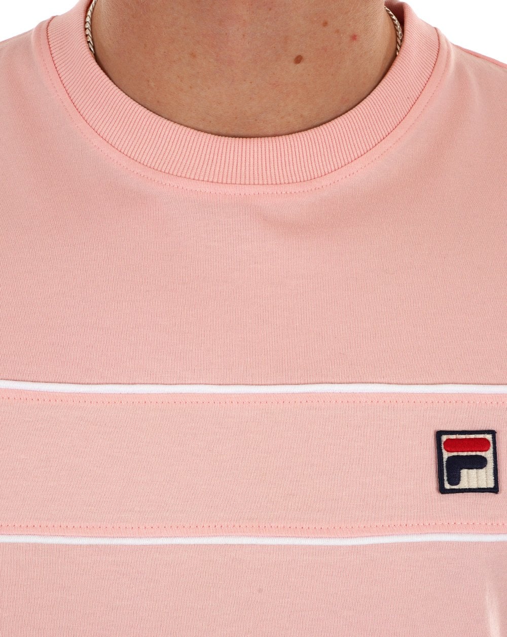 Fila Vintage Tris T Shirt Pink Chalk/White