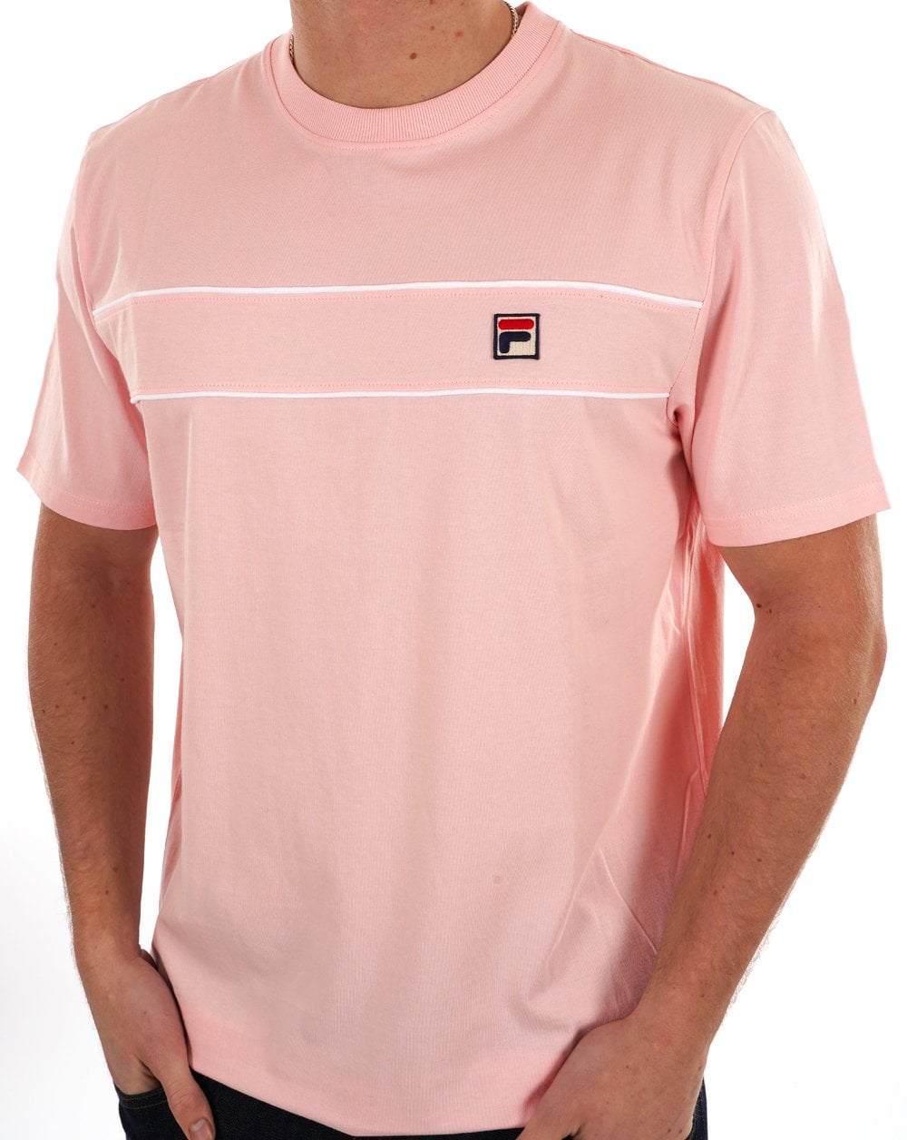 Fila Vintage Tris T Shirt Pink Chalk/White