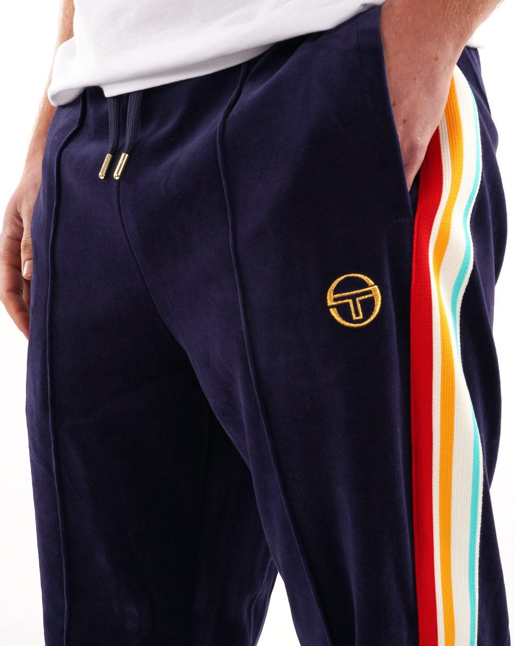 Sergio Tacchini Slice Velour Track Pants Navy Blue