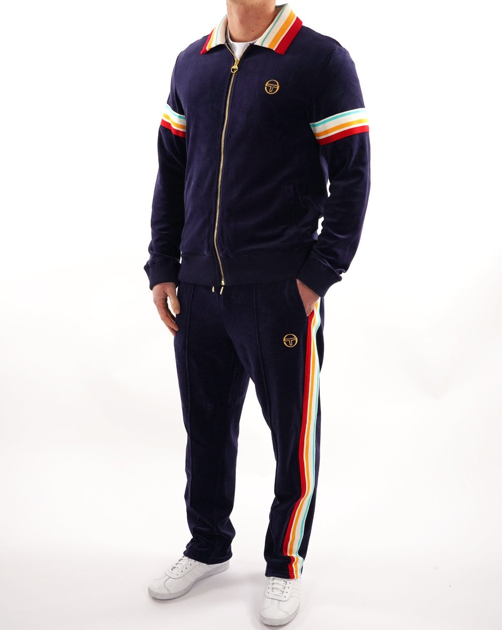 Sergio Tacchini Slice Velour Track Pants Navy Blue