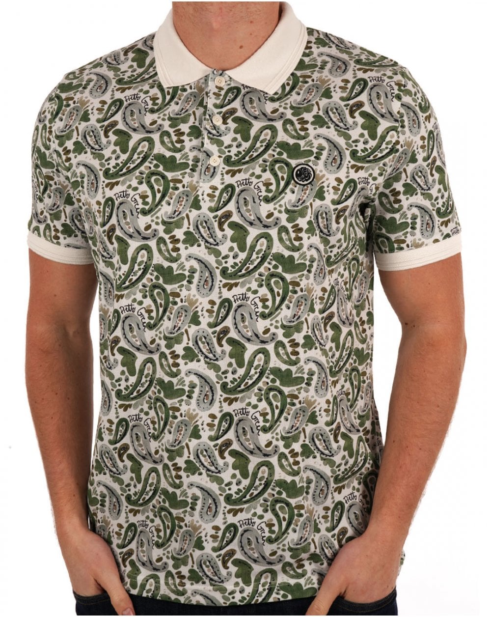 Pretty Green Aquarelle Paisley Polo Stone