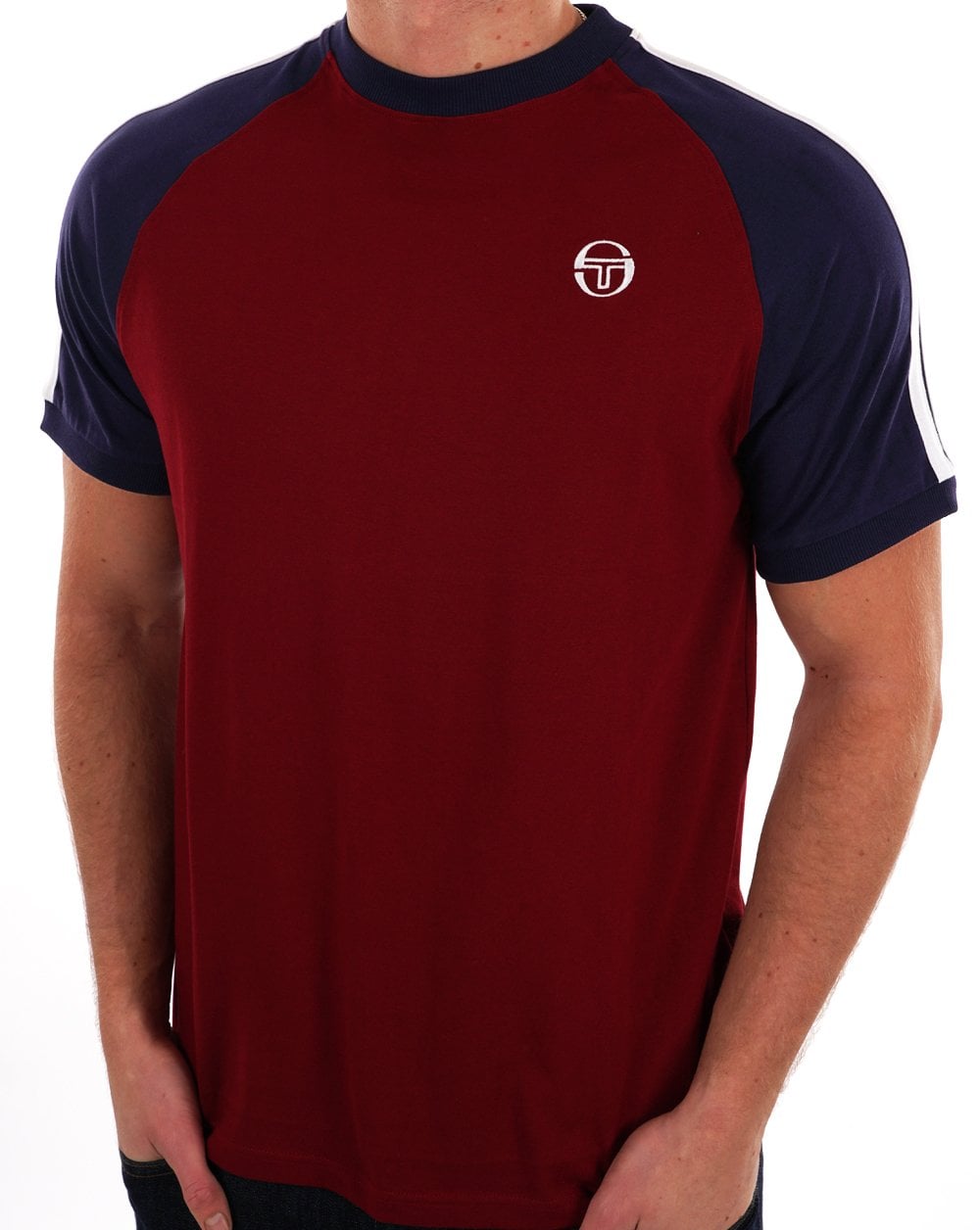 Sergio Tacchini Retro Ace T Shirt Deep Red/Navy