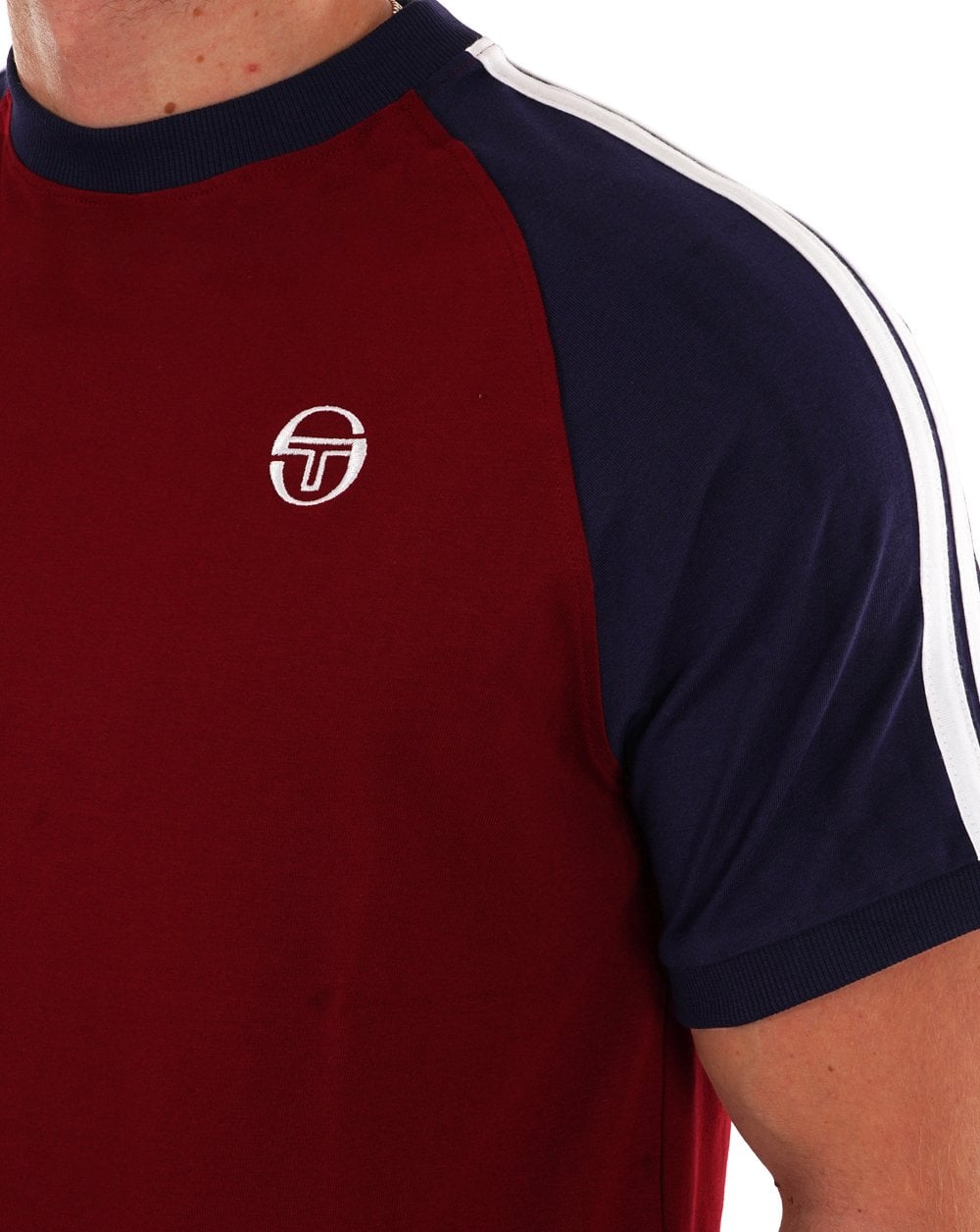 Sergio Tacchini Retro Ace T Shirt Deep Red/Navy