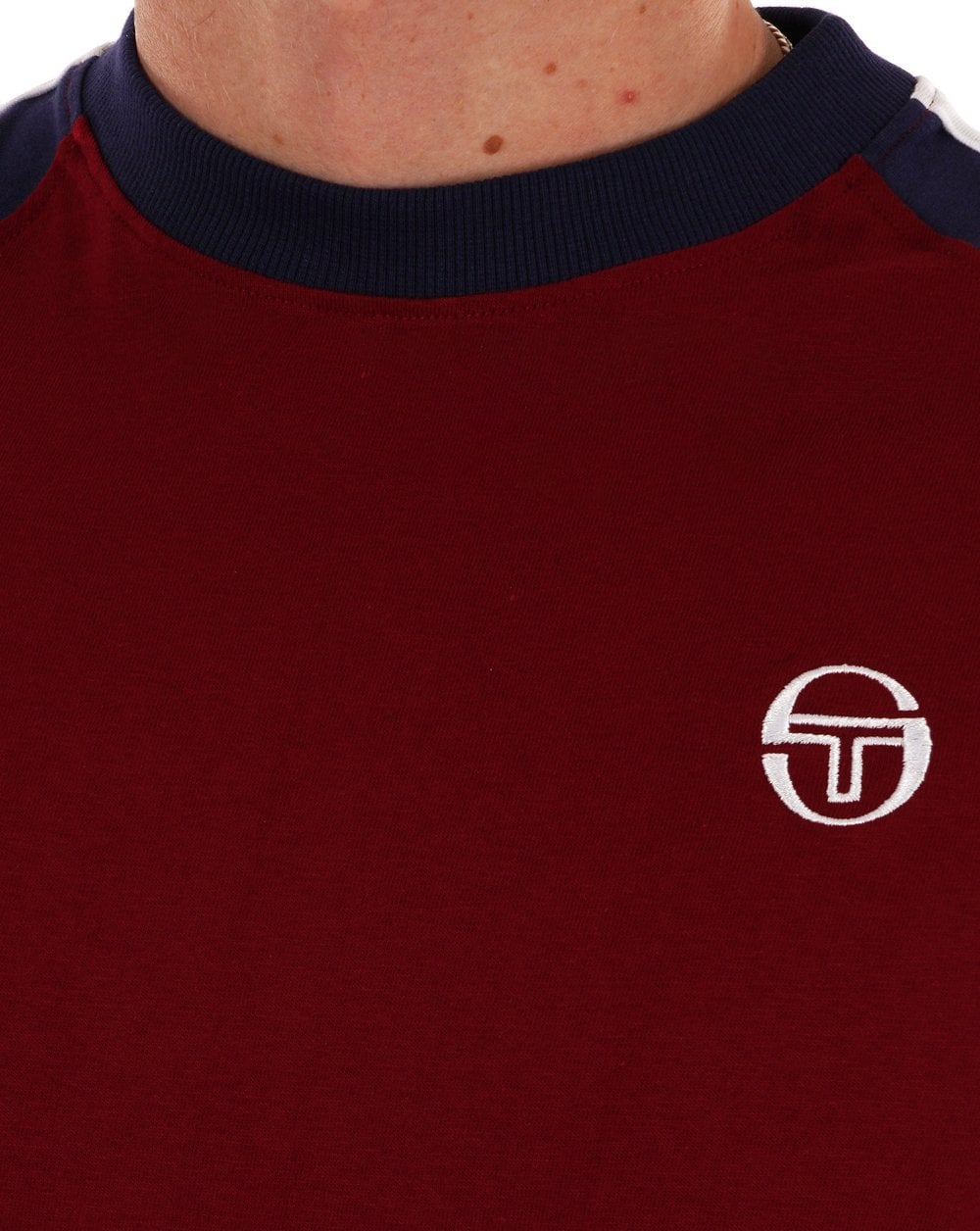 Sergio Tacchini Retro Ace T Shirt Deep Red/Navy