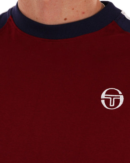 Sergio Tacchini Retro Ace T Shirt Deep Red/Navy