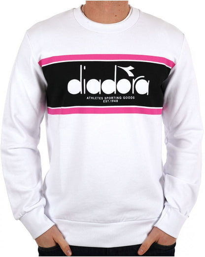 Diadora Logo Crew Sweatshirt White/Black/Pink