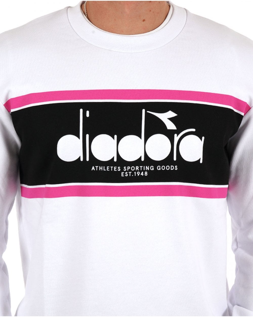 Diadora Logo Crew Sweatshirt White/Black/Pink