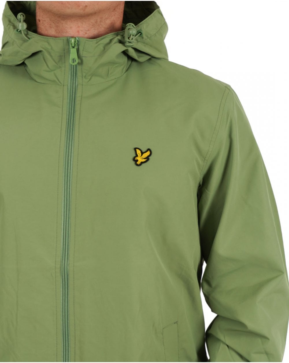 Lyle & Scott Zip Through Hooded Jacket Smoke Green