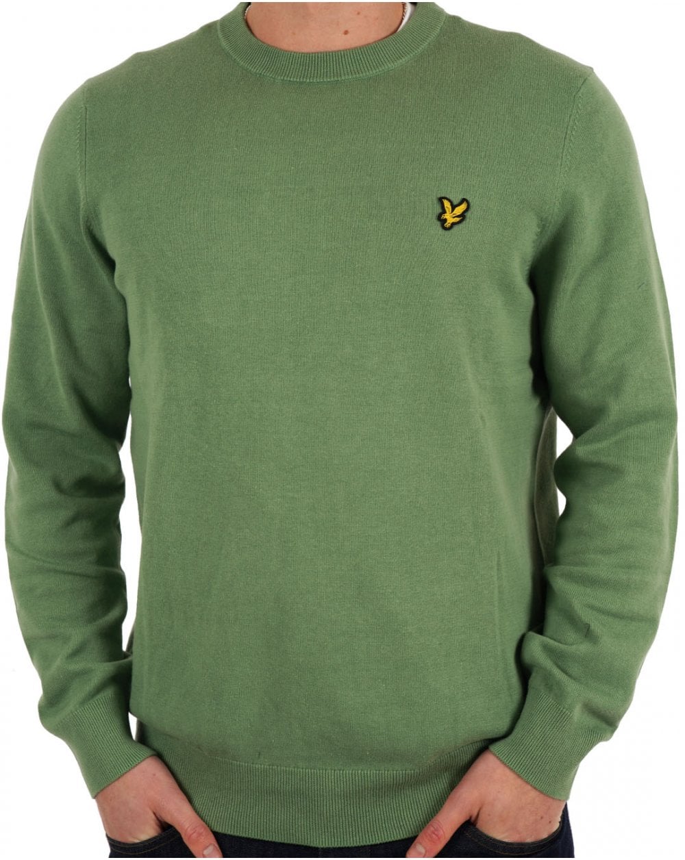Lyle & Scott Cotton Crew Neck Jumper Smoke Green