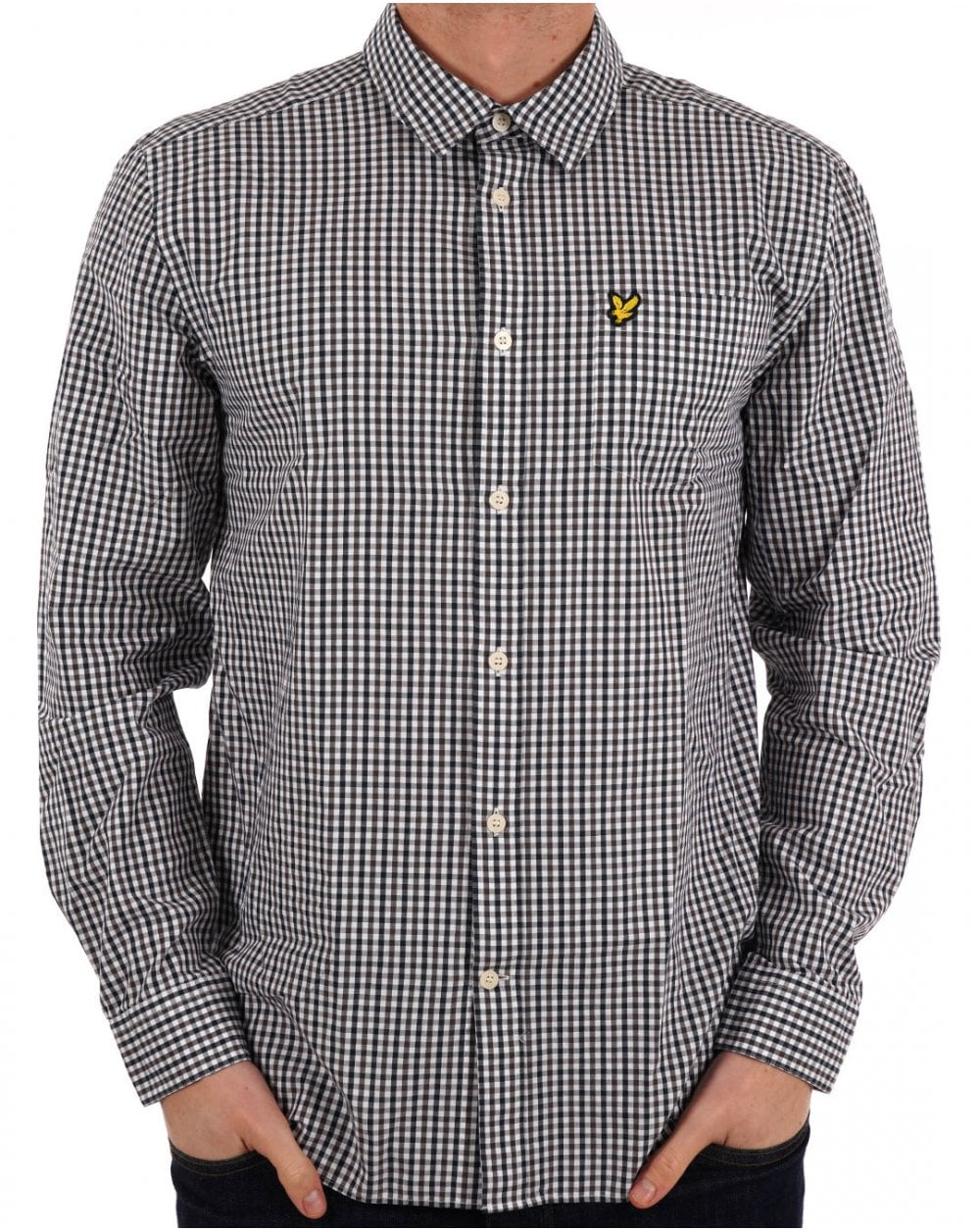 Lyle & Scott Checked Gingham Shirt White/Dark Navy