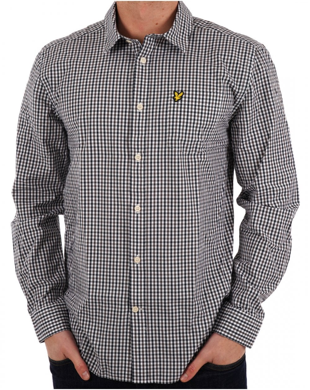 Lyle & Scott Checked Gingham Shirt White/Dark Navy