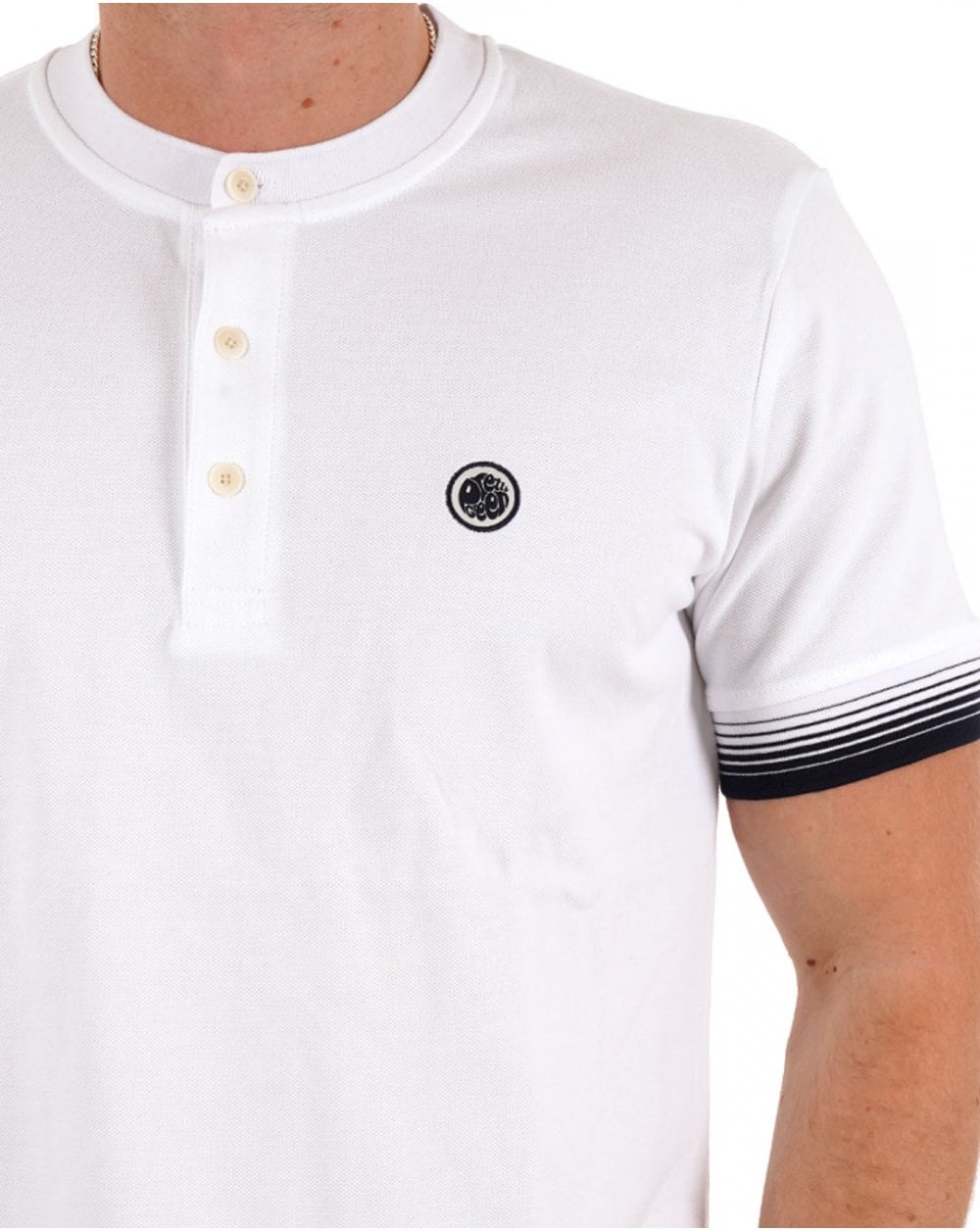 Pretty Green Gradient Tipped Grandad Tee White