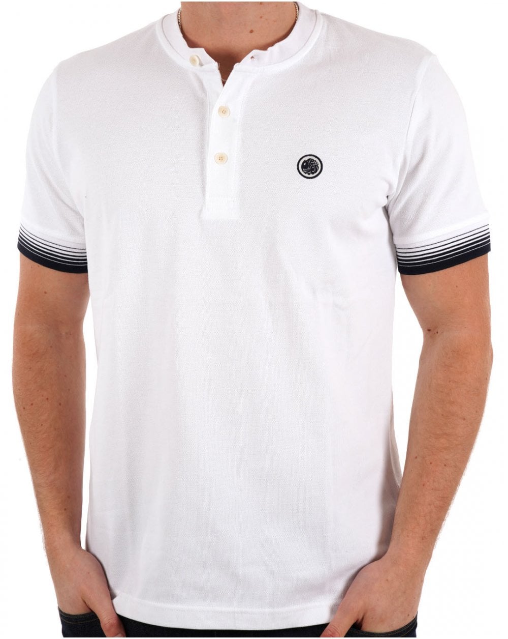 Pretty Green Gradient Tipped Grandad Tee White