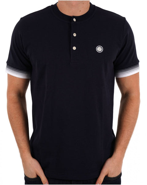 Pretty Green Gradient Tipped Grandad Tee Navy