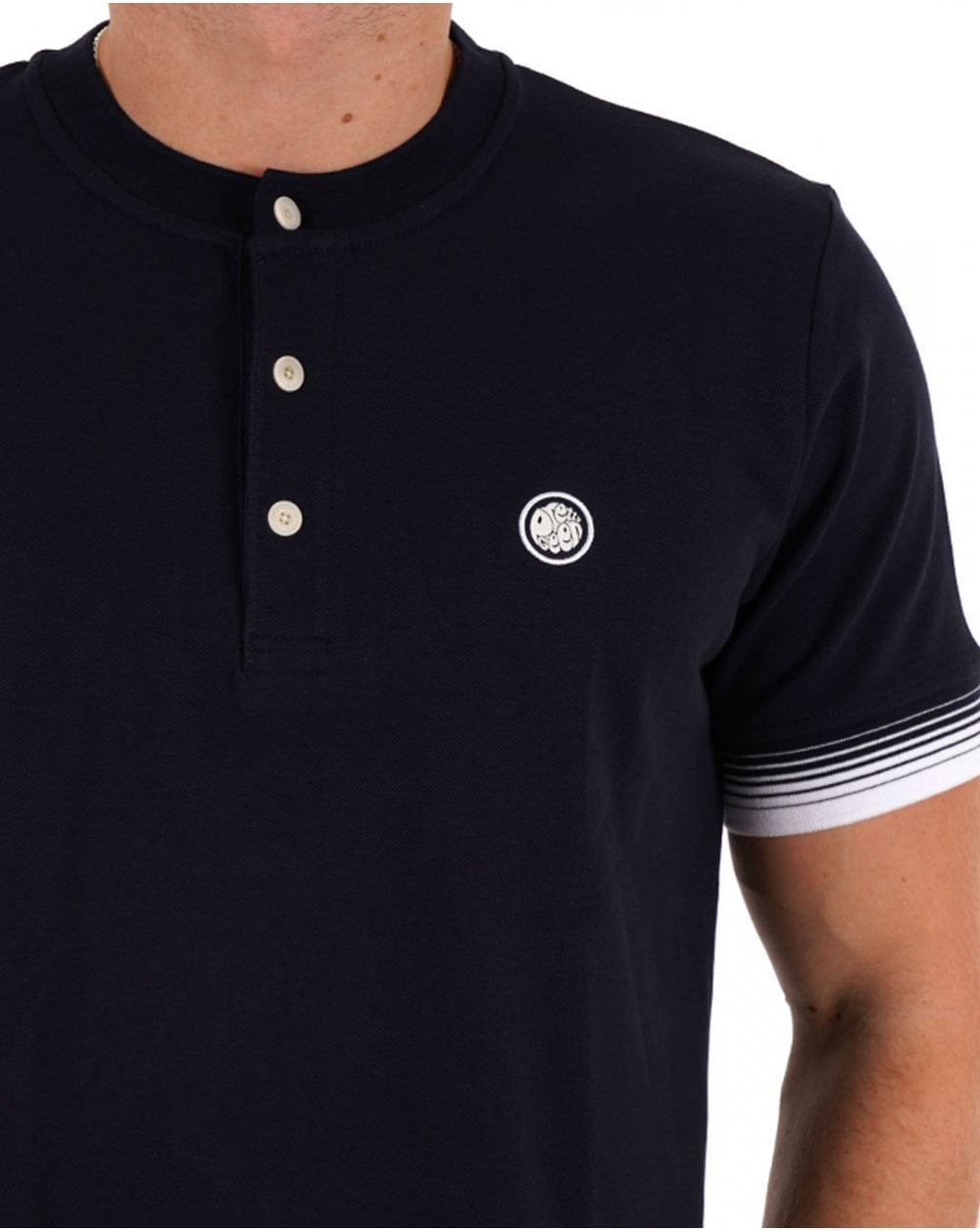 Pretty Green Gradient Tipped Grandad Tee Navy