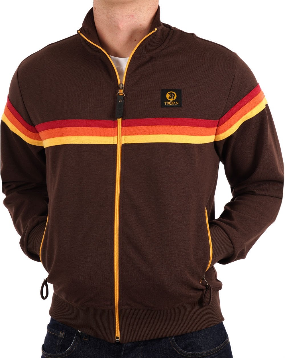 Trojan Retro Stripe Track Top Chocolate