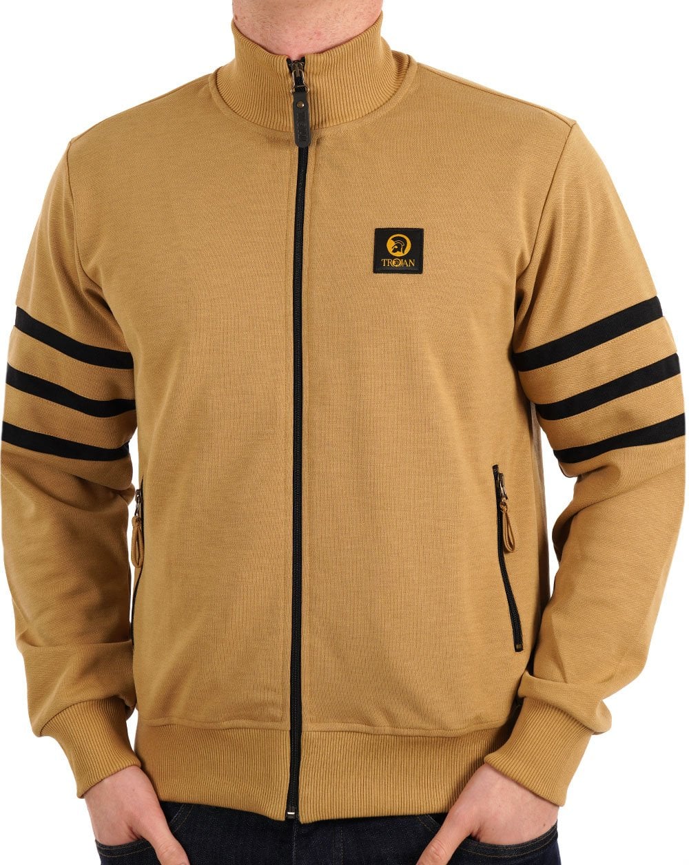 Trojan Stripe Sleeve Track Top Camel