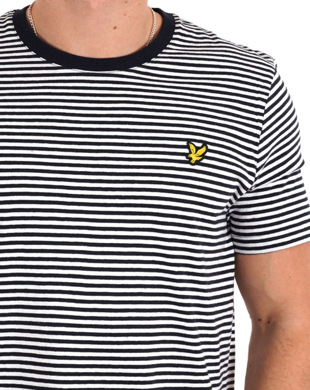 Lyle & Scott Linen Blend Breton Stripe T Shirt Dark Navy/White