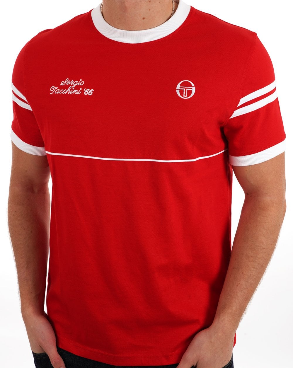 Sergio Tacchini Orion Davis T Shirt Dark Red/White