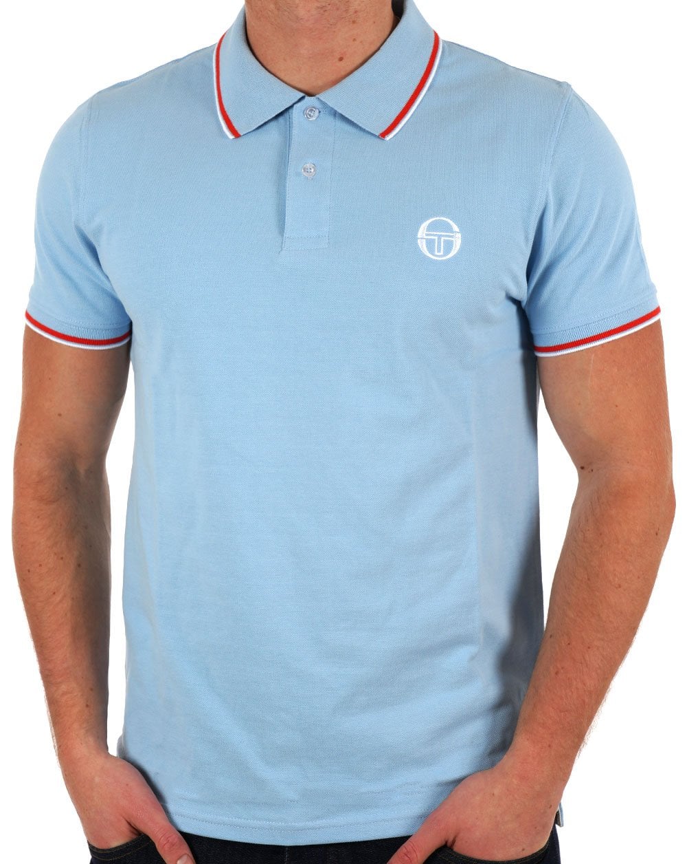 Sergio Tacchini Tipped Polo Shirt Sky Blue
