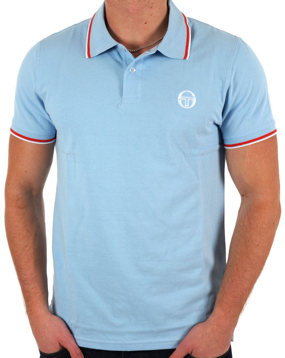 Sergio Tacchini Tipped Polo Shirt Sky Blue