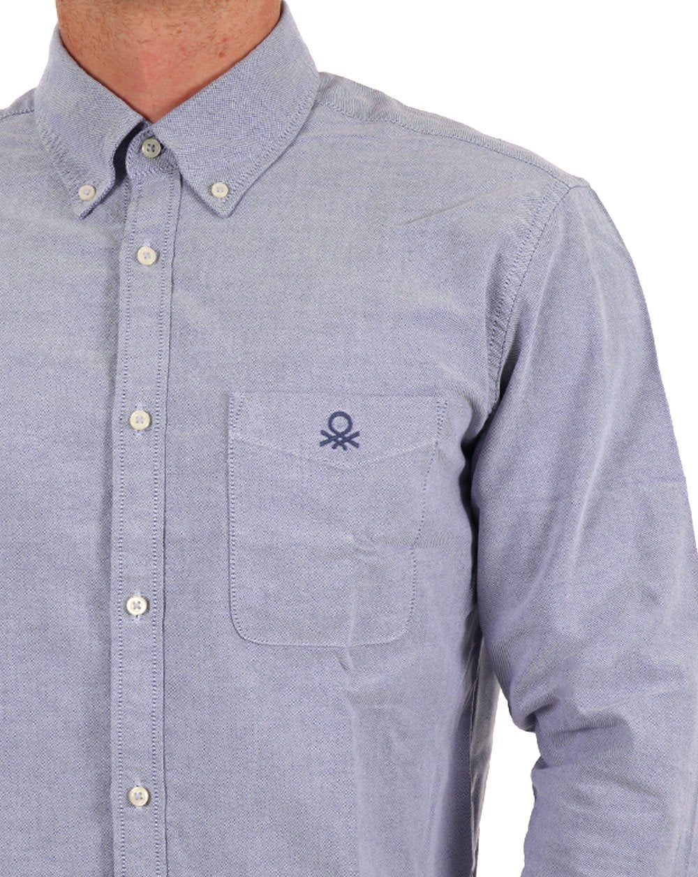 Benetton Oxford Cotton Shirt Light Navy