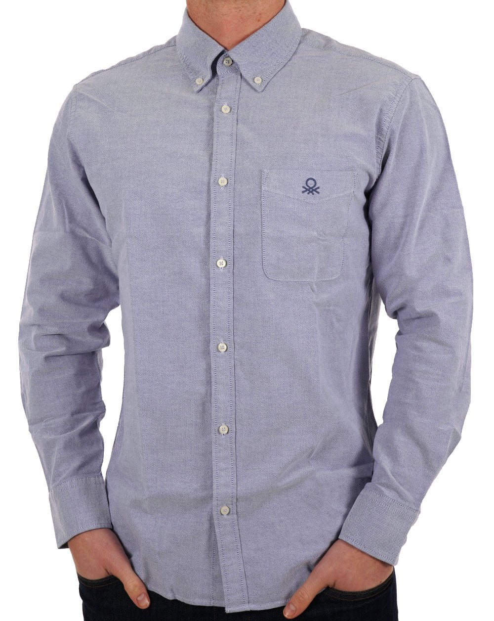 Benetton Oxford Cotton Shirt Light Navy
