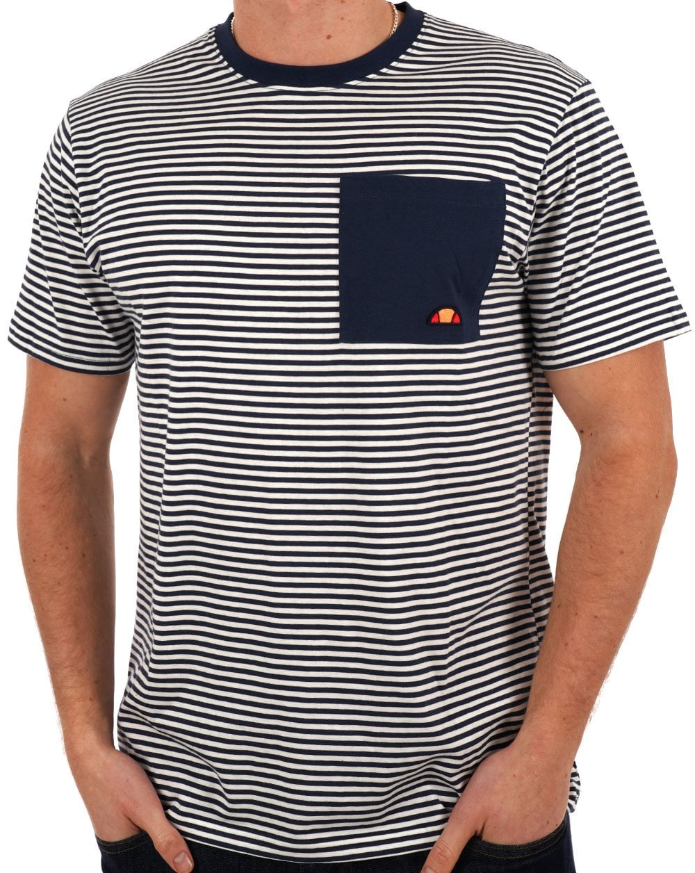 Ellesse Hirst Striped T Shirt Navy/White