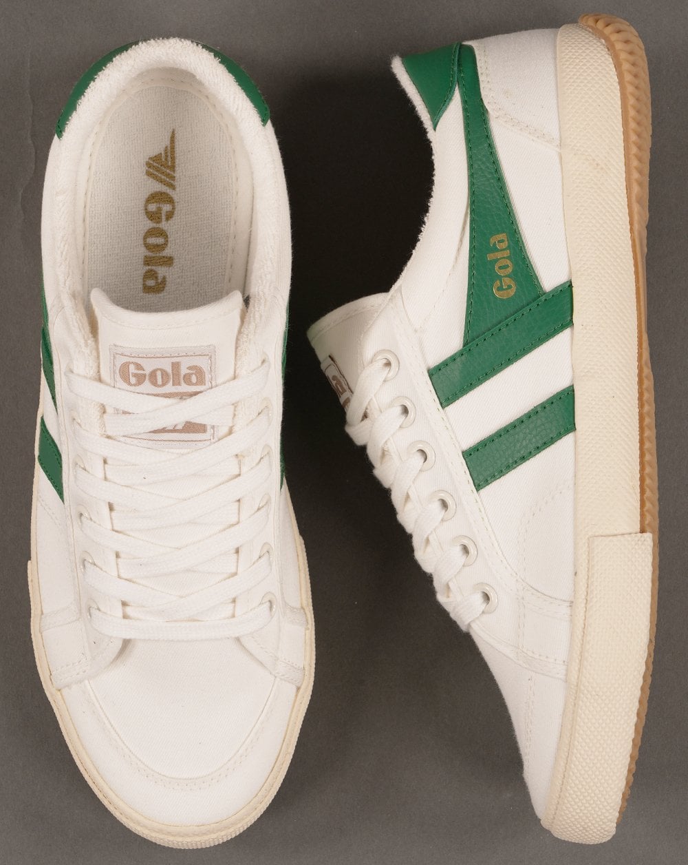 Vegan Gola Classics Women's Stratus Plimsoll Trainers Off White / Emerald