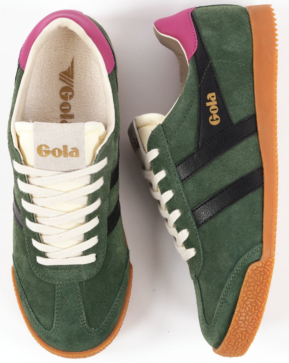 Gola Classics Women's Elan Trainers Evergreen / Black / Fuchsia