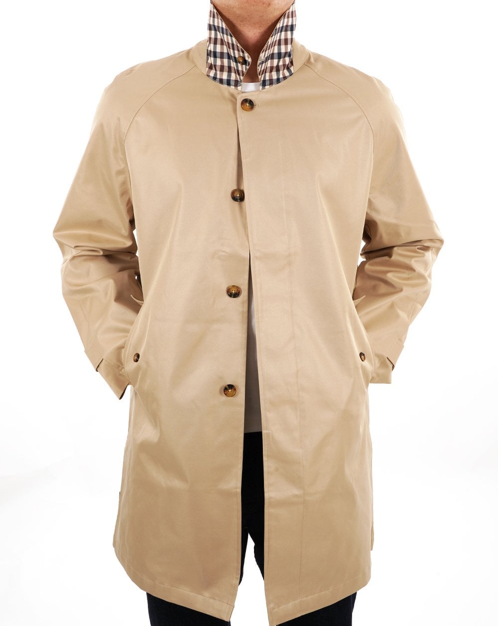 Aquascutum Classic Mac Sand Check Collars