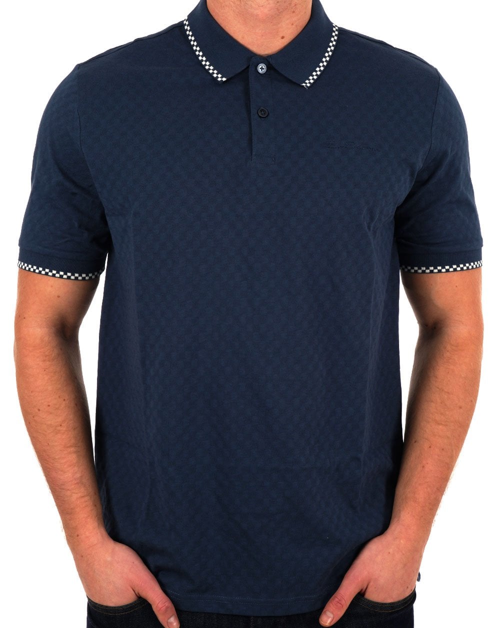 Ben Sherman Chequerboard Texture Polo Indigo