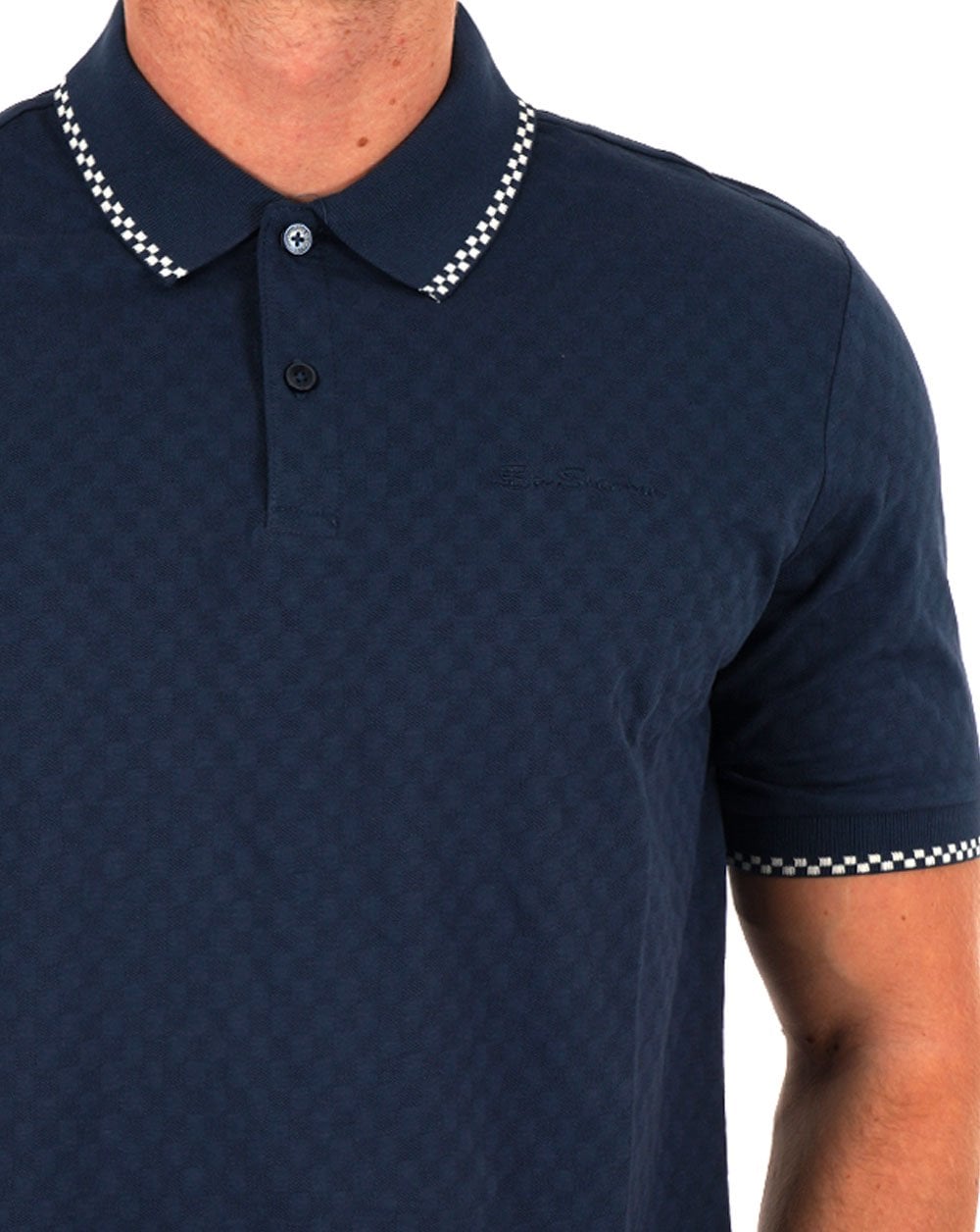 Ben Sherman Chequerboard Texture Polo Indigo