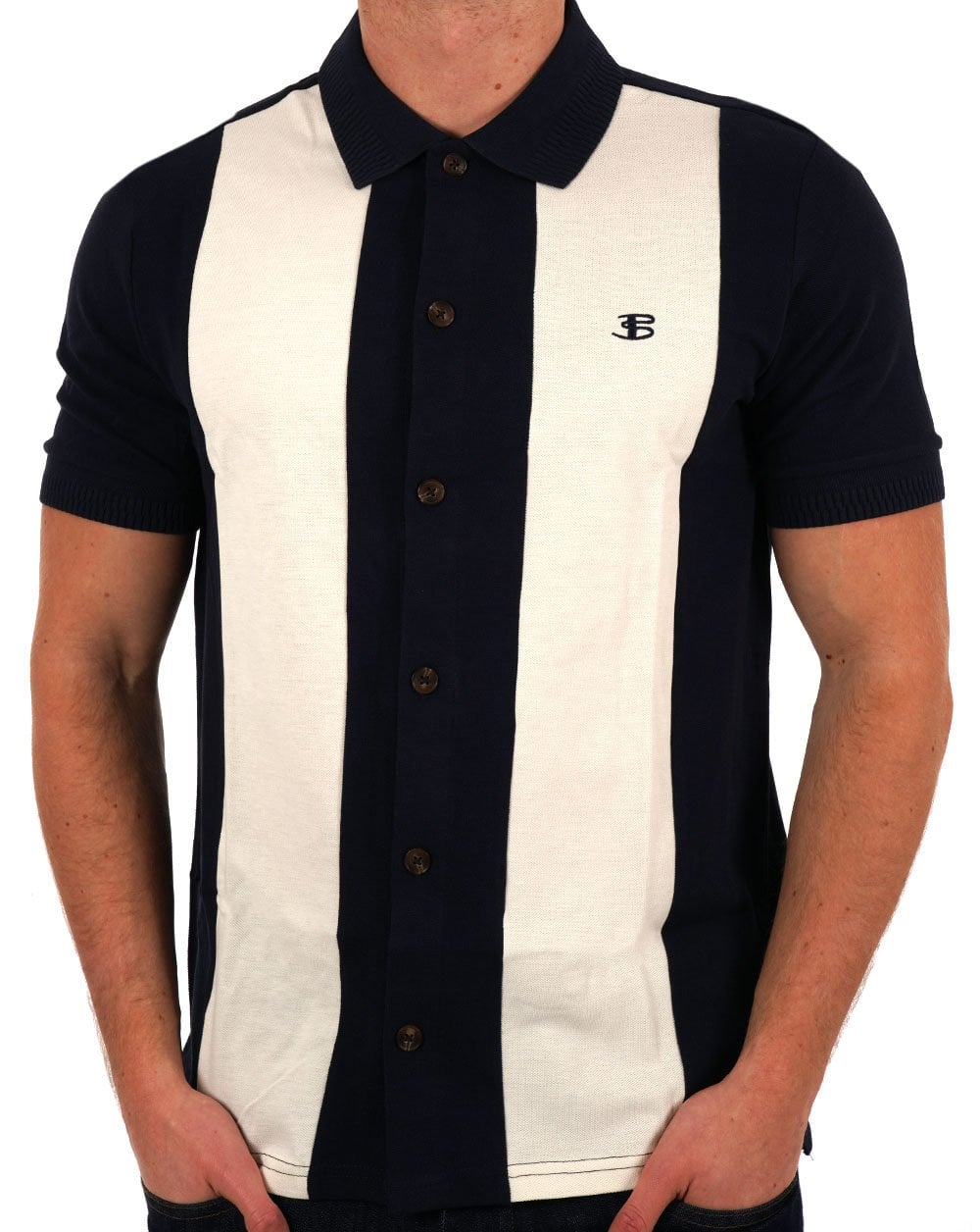 Ben Sherman Mod Pique Shirt Dark Navy