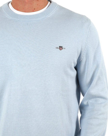 Gant Classic Cotton Crew Neck Jumper Fresh Blue