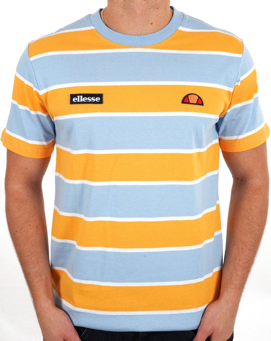 Ellesse Block Striped T Shirt Sky Orange