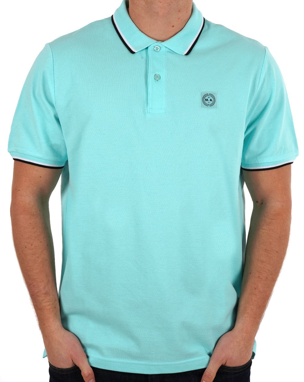 Marshall Artist Tipped Polo Shirt Aqua