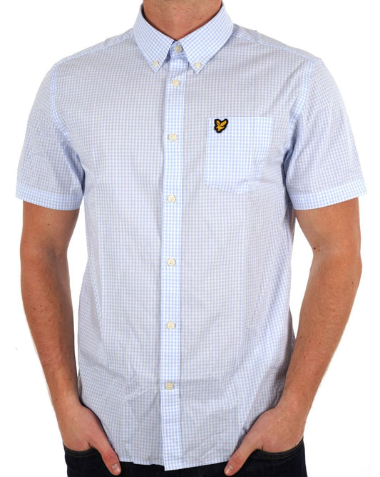 Lyle & Scott Gingham SS Slim Shirt Light Blue/White