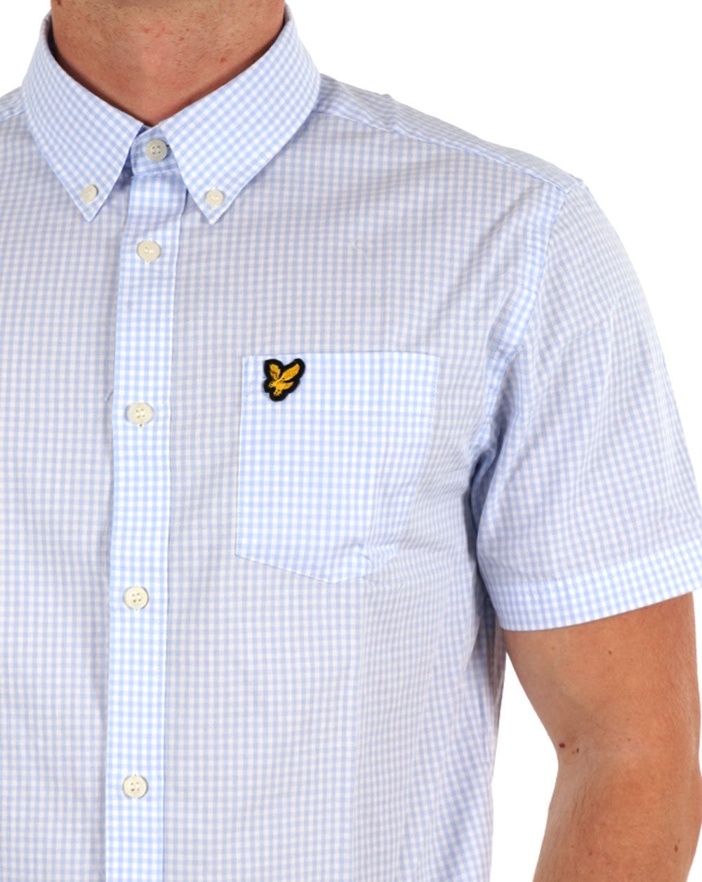 Lyle & Scott Gingham SS Slim Shirt Light Blue/White