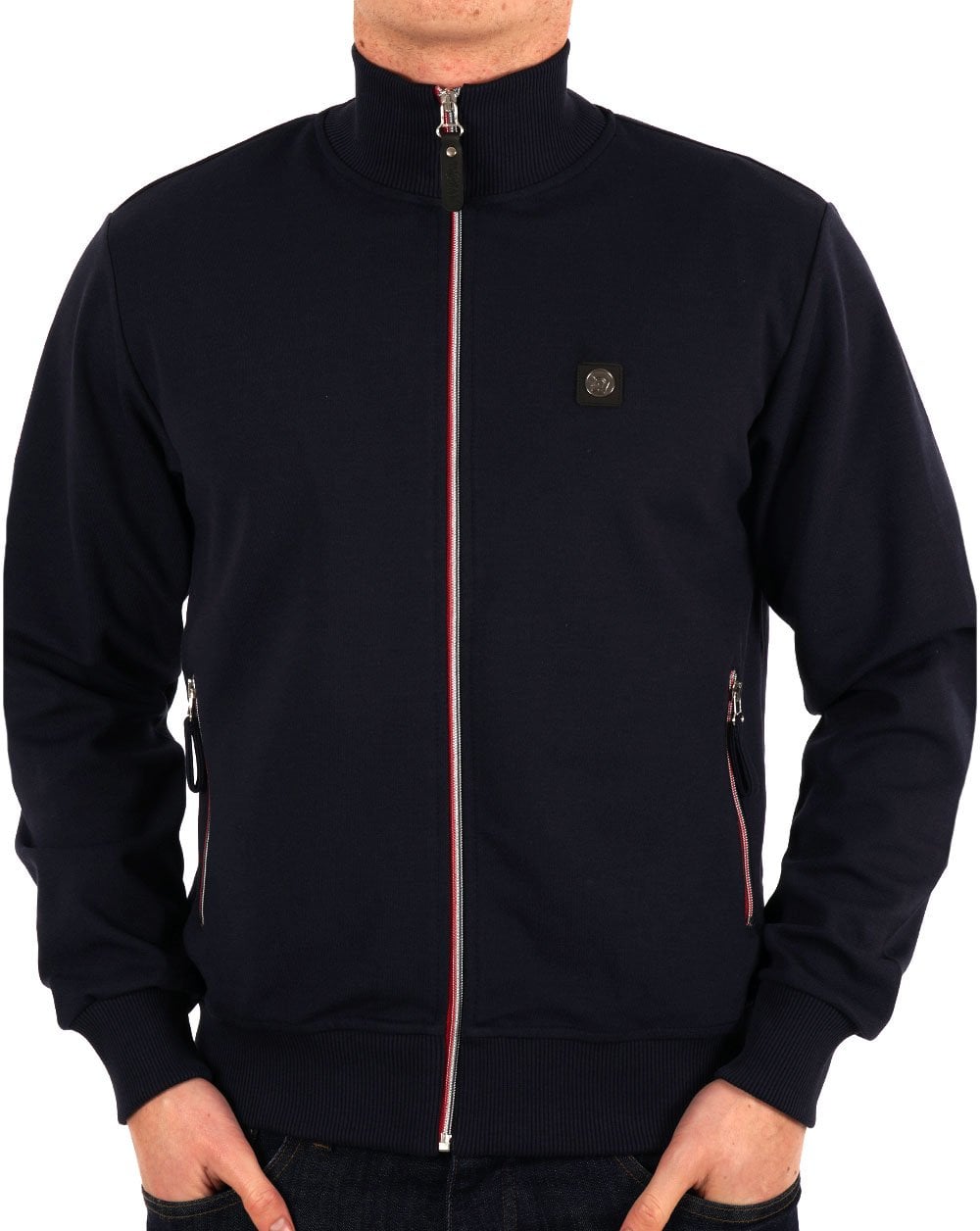 Trojan Chrome Zip Plain Track Top Navy